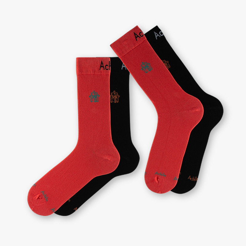 2 paires de chaussettes Petit Logo en coton noir/orange