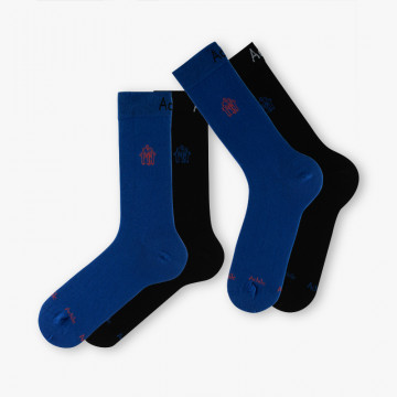 2 paires de chaussettes Petit Logo en coton noir/bleu