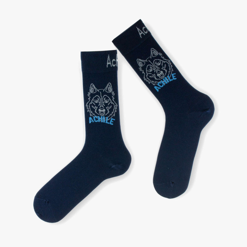 Mi chaussettes homme motif Husky, made in France. Taille unique.