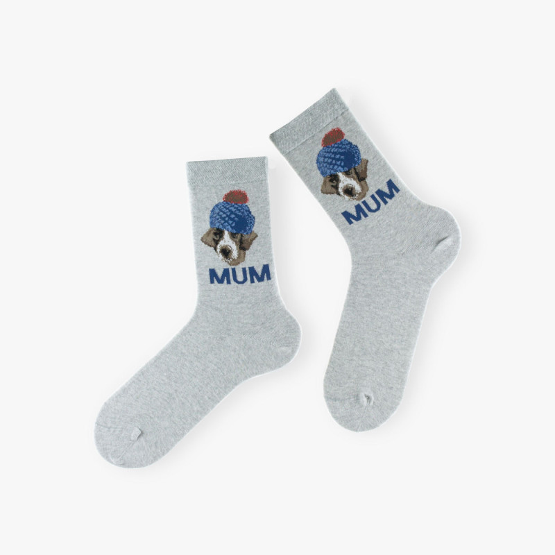 Chaussettes femme en coton inscription Mum, made in France Chaussettes femme en coton inscription Mum, made in France