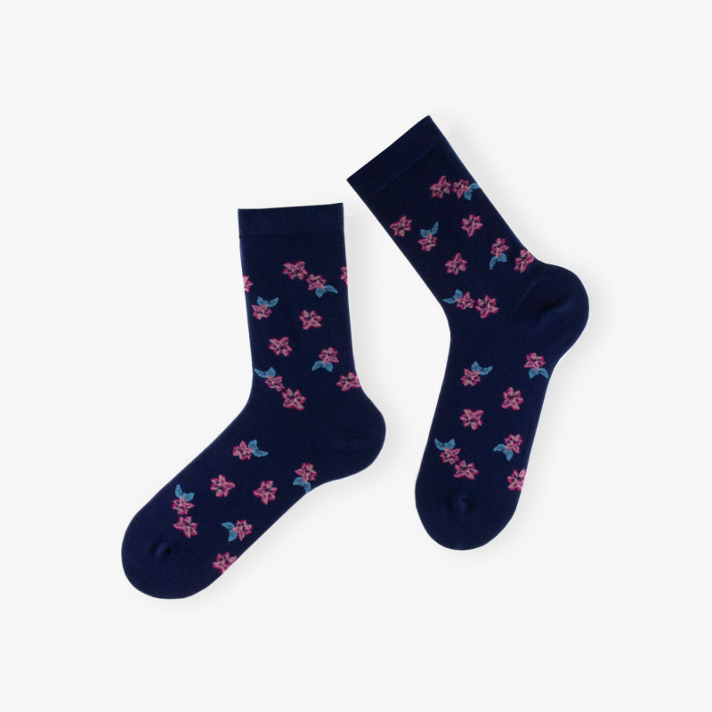 Chaussettes femme fantaisie Fleurs made in France Chaussettes femme fantaisie Fleurs made in France