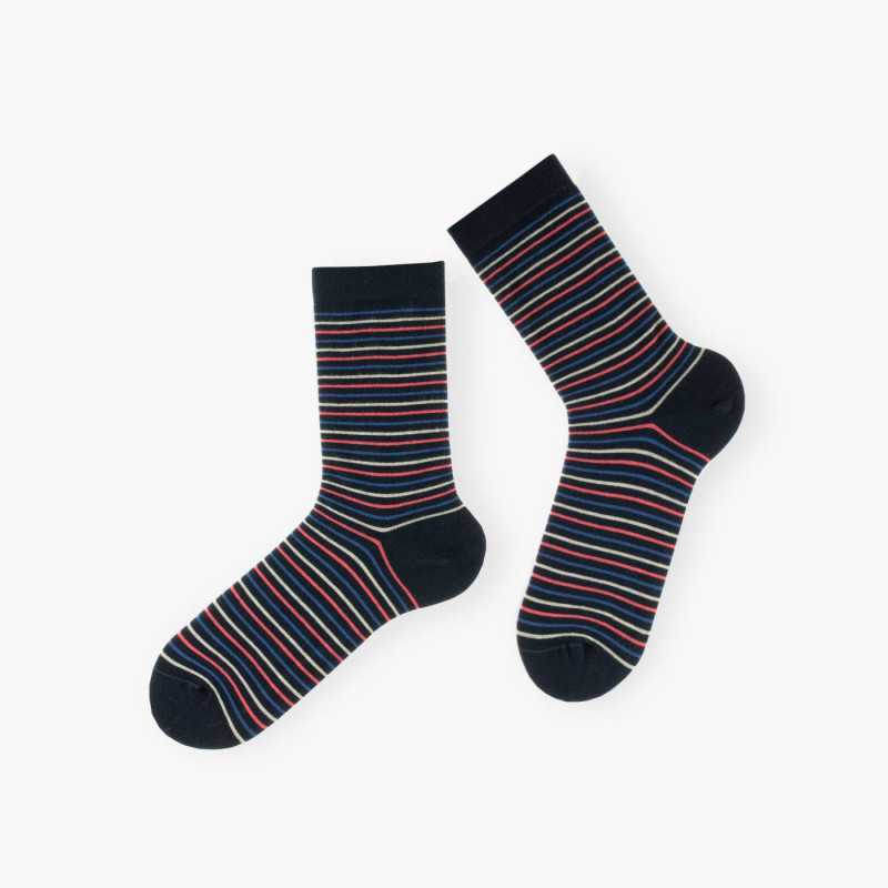 Mi-chaussettes femme rayures Adelie made in France