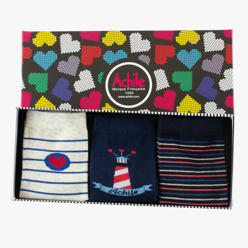 Coffret Phare de 3 paires de chaussettes femme made in France