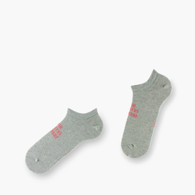 Chaussettes invisibles homme " Avoir les pieds sur terre " made in France coloris gris Chaussettes invisibles homme " Avoir les pieds sur terre " made in France coloris gris